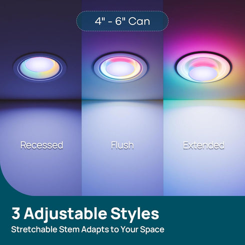 BR30 Bulbs 4-Zone 850LM Bulb, 1 Pack Linkind Matter Smart Light with Stretchable Design & Aurascape Color, Recessed