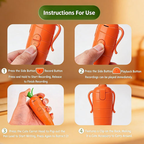WENET 2026 20s (1PC) Carrot Recorder Pen, New Multi-Function Voice Recording Pen with Ballpoint Writing Tool, Carro Pe