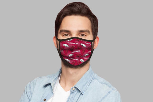 Fabrique Innovations 100% NCAA Arkansas Razorbacks, Cotton, Double Layer, Washable & Reusable, Non-Medical Face Mask