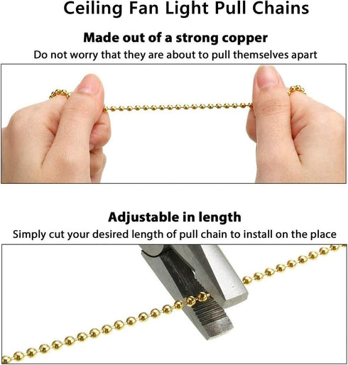 Ceiling Fan Pull Chain Set, 4 Pieces Bulb and Fan Pattern, 12 Inch Ceiling Fan Chain Extender with Ball Connector