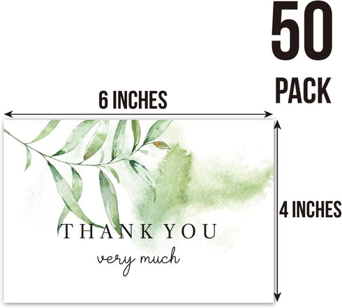 TENTADO (Set 50) 4" 6" Thank You Postcards, Blank with Mailing Side, thank you cards for Wedding, Baby or Bridal