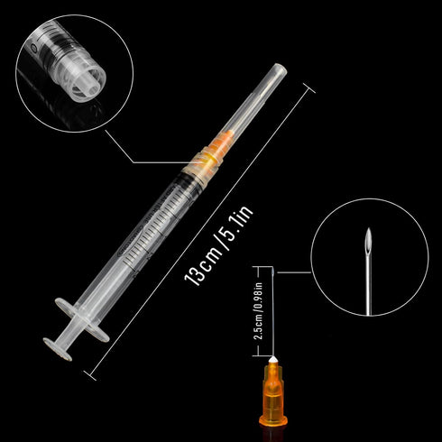 100 Pack 2.5ml Luer Lock Syringes, 25 Gauge 1 Inch, Individually Wrapped