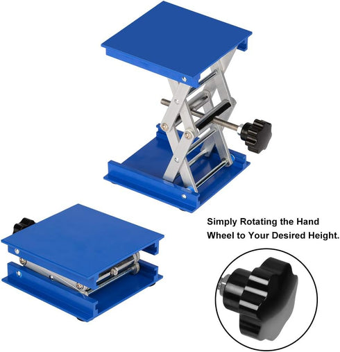 stonylab 4x4 inch Lab Jack, 100x100 mm Anodized Aluminum Top Deck, Scissor Jack with 5 KG Support Weight