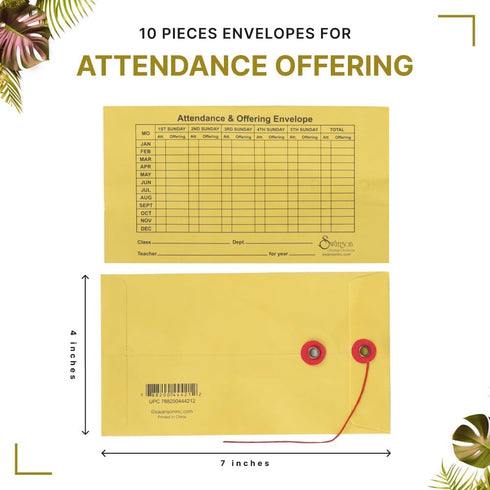 Church Offering Envelopes for Tithes and Offering, Swanson Christian Products (10, ATTENDANCE AND OFFERING)