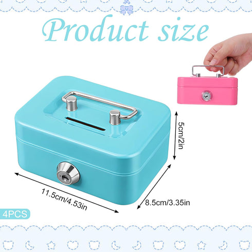 Xosjska 4 4.5 3.3 2 Inch Set Pieces Small Money Box with Lock and Slot x x Metal Cash Box with Key Lock Metal Cash Boxs