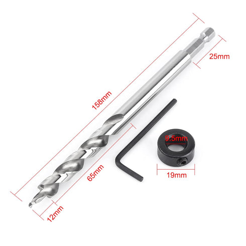 3/8 Inch Pocket Hole Drill Bit with 1/4 inch Hex Shank for Manual Pocket Hole Jig System