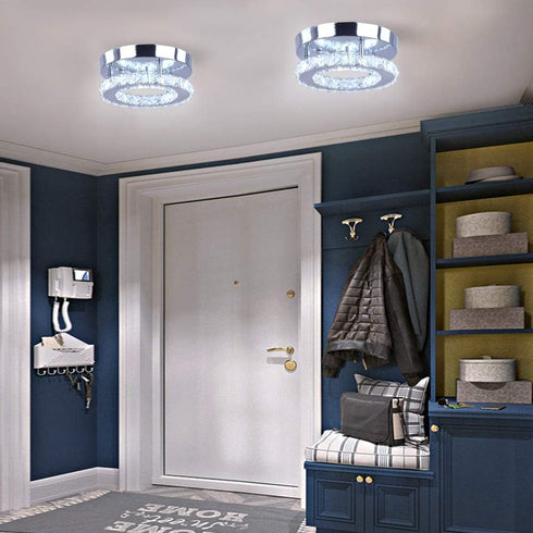 Modern Mini Led Chandelier Semi Flush Mount Crystal Lighting Ceiling Crystal Lamp for Bedrooms Dinning Rooms