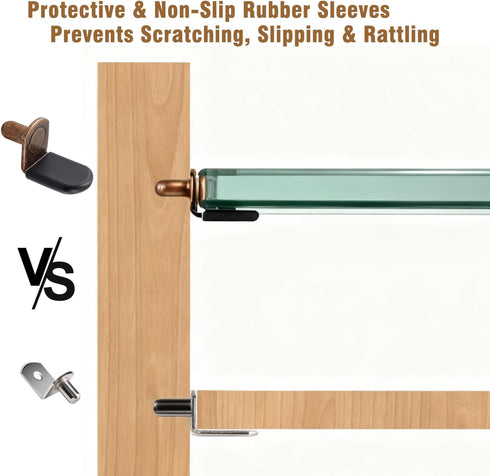 40 1/4 Inch Closet, Pcs Shelf Support Pegs, L-Shaped Metal Shelf Pins with Protective Rubber Sleeves, Cabinet Hardware