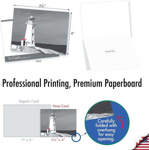 The Best Card Company 10 Lighthouse Thank You Notecards w/Envelopes, All-Occasion Stationery Set
