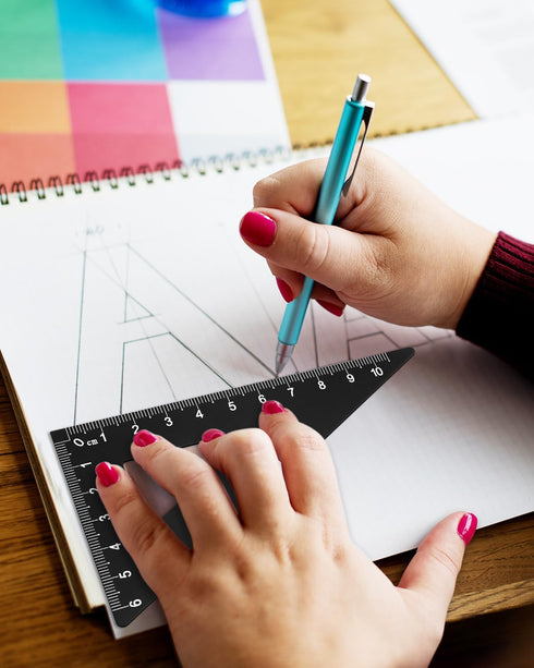 Set, 4 Honagu Triangular Ruler Pieces Aluminum Alloy Ruler, Metal Drafting Ruler, Geometric Protractor for Students