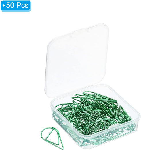 MECCANIXITY Metal Paper Clip, 50 Pieces, Drop-Shaped with Box, 1.3 Inch Light Green for Crafts