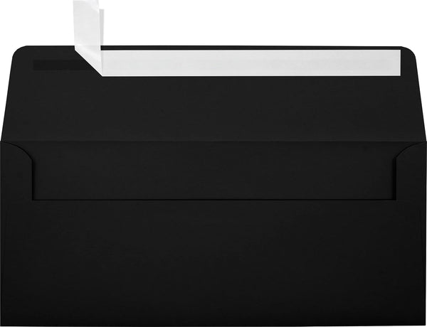 LUXPaper #10 Business Envelopes | 250 Qty | Peel & Press | 4 1/8" x 9 1/2" | Midnight Black | 80lb. Text