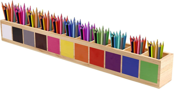 Diegimr Wooden Colored Pencil Holder, Crayon Organizer with 11 Compartments Creative Marker Holder