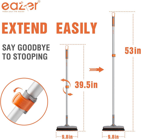 53 180Rotation 2 Eazer Grout Brush with Long Handle, Tile Grout Cleaning Tool, V-Shape Shower Scrubber Cleaner, Stiff