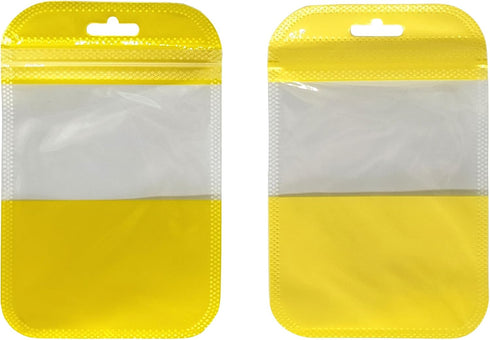 Clear Window Half Yellow Plastic Resealable Bags with Butterfly Hang Hole for