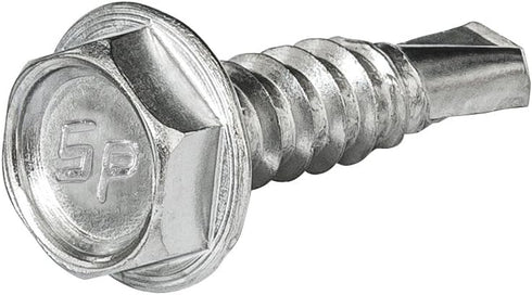 #10 x 3/4'' Hex Washer Head Self-Drilling Tek Screw, Zinc Plated Steel for Attaching Sheet Metal - Box of 100