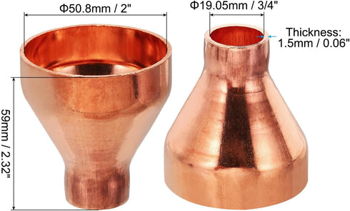 PATIKIL 1.97" to 3/4" ID Copper Reducer, 99.9% Pure Copper Reducing Coupling Pressure Fitting Pipe Tube Connector