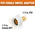 SUNGATOR 25-Pack PEX 1/2" x 1/2" NPT Female Threaded Swivel Adapter, Brass Crimp Fittings for RV Pex Faucet