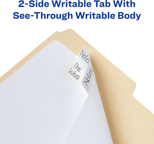 Avery Ultra Tabs / File Tabs 3" x 1.5" / 2-Side Writable, White / 24 Tabs Per Pack, 2-Pack, 48 Total