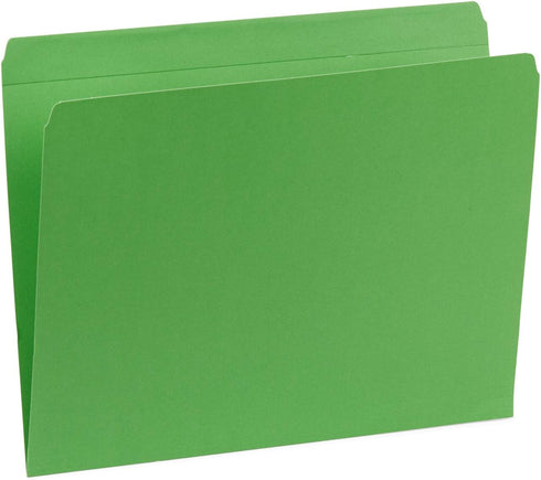 Blue Summit Supplies 100 Pack Straight Cut File Folders, Assorted Blue, Green, Purple, Letter Size, Single Tab