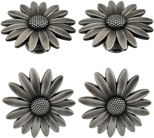 4 Pcs Retro Flower Knobs: Unique Single Hole Drawer Cabinet Handle Hardware for Closet, Cupboard, Furniture Decoration