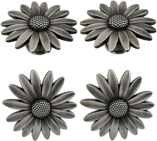 4 Pcs Retro Flower Knobs: Unique Single Hole Drawer Cabinet Handle Hardware for Closet, Cupboard, Furniture Decoration