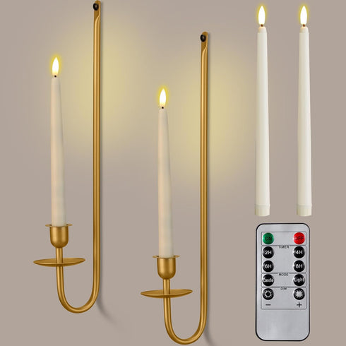 Tessco for you Metal Wall Mount Candle Sconces with 9.6" LED Flameless