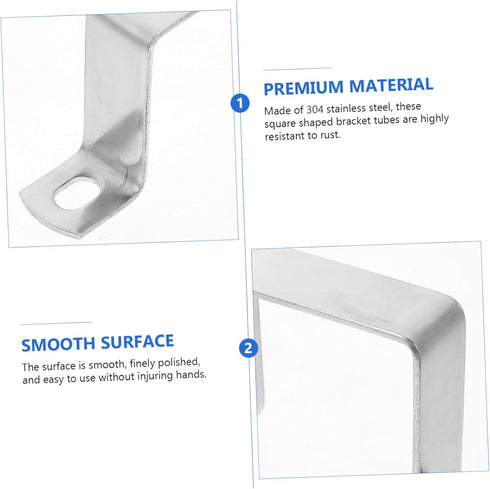4pcs Square Tube Buckle U Clamps, Square Tube Connector for Mounting Cable Clamp, 304 Stainless Steel