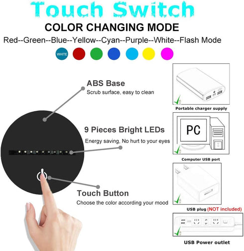 3D 7 3D Fishing Lamp Illusion Night Light LED Touch Fish Desk Table Lamps Color Change USB Visual Lights Home Bedroom