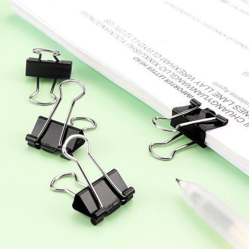 ZZTX Small Size Black Binder Clips, 0.75 Inches, 36 Pack Paper Clamps