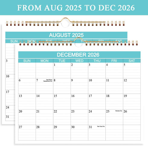 Calendar 2025-2026 Wall Calendar, Runs from Aug 2025 to Dec 2026, 17 Monthly Planner, 8.5 x 11 In