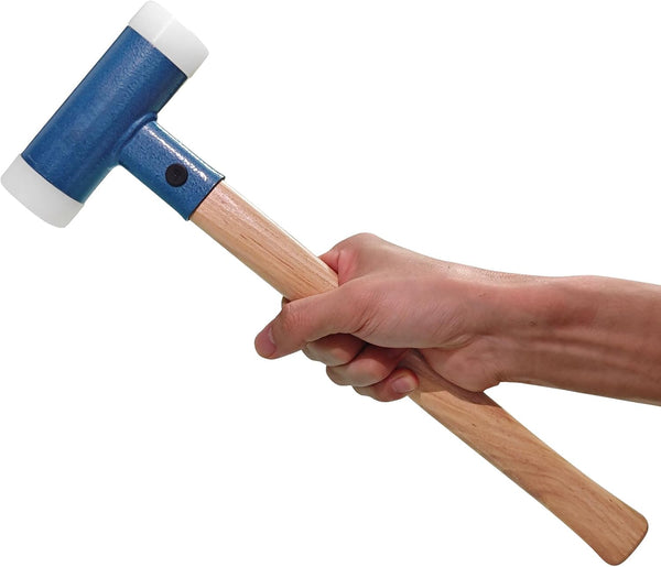 LAOJIEDAO Dead Blow Nylon Hammer with Walnut Handle, Non-Marring Dual-Face Mallet with Steel