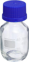 PATIKIL 50mL Reagent Media Bottle, 1Pcs Round Graduated Glass Storage Bottle with Blue Screw Cap