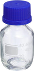 PATIKIL 50mL Reagent Media Bottle, 1Pcs Round Graduated Glass Storage Bottle with Blue Screw Cap