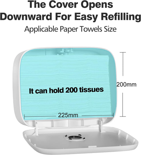200-Sheet Small N-Fold Wall-Mount Paper Towel Dispenser - ABS Plastic Hand Towel Holder, Key & Press Dual Unlock