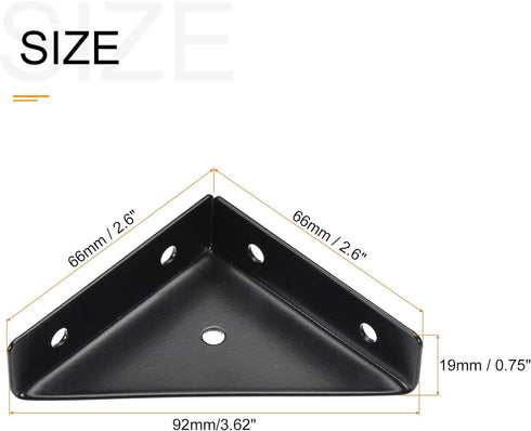 4Pcs 66mm 66mm, uxcell Angle Corner Brackets x Cold Rolled Steel Braces Joining Support with Screws for Desk Bed Edge