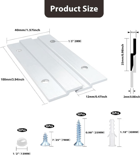 (4inch-8Pairs) French Cleat Picture Hanger, Aluminum Z Hanger Interlocking Wall Mounting Bracket Hardware Kit Z Clips