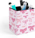 DOHTDGT Pink Bow Tie PU Leather Pen Holder for Desk, Pencil Cup Makeup