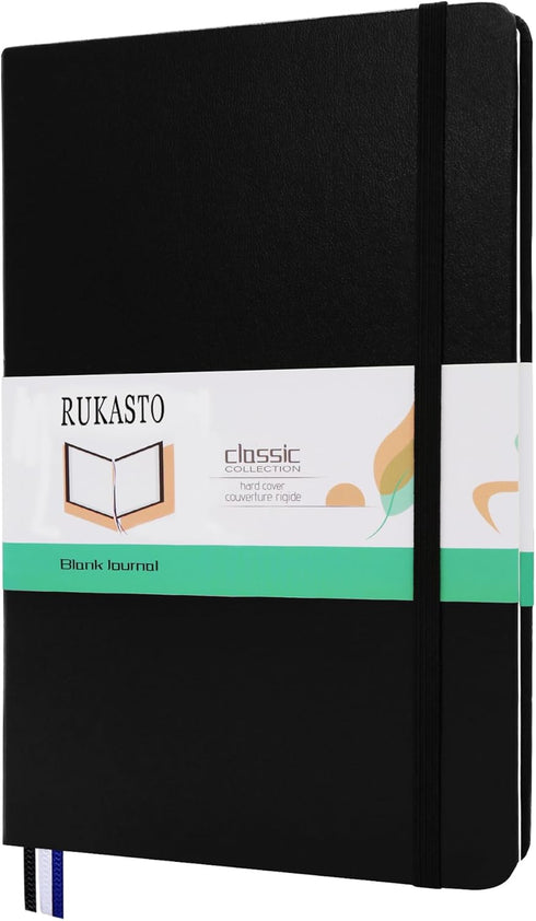 Hardcover Blank Journal Sketchbook for Drawing, Medium 5.5 x 8.4 Inch, 100 GSM Thick Paper (Black, Plain)