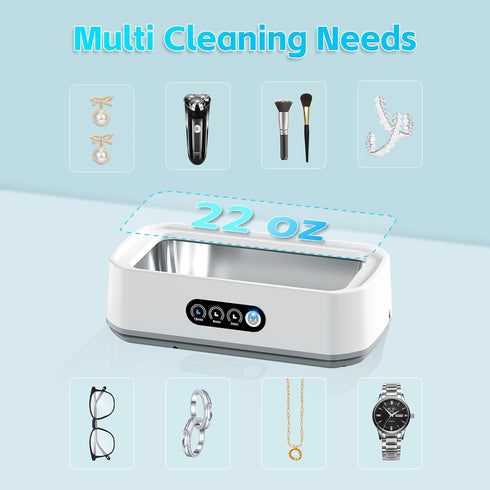 50kHz 3 22 oz Straps,304 Ultrasonic Jewelry Cleaner, Professional Portable Jewelry Cleaner Ultrasonic Machine