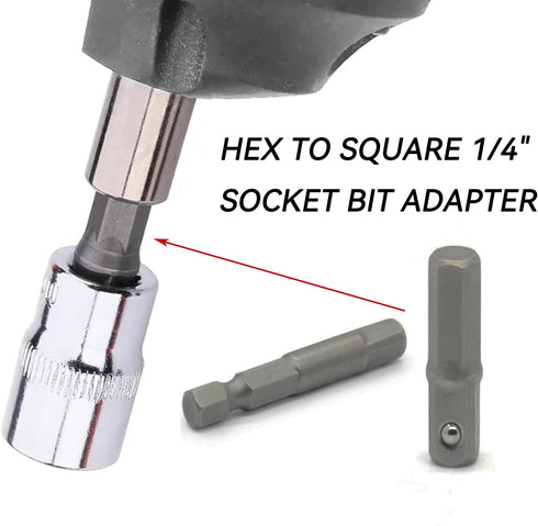 1/4" Hex to 1/4" Socket Adapter - Power Tool Replacement Part (4 Pieces) for Drill Driver and Pneumatic Drill