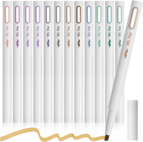 Mr. Pen Aesthetic Highlighters - 12 Pack Chisel Tip Muted Pastel Colors for School and Journaling