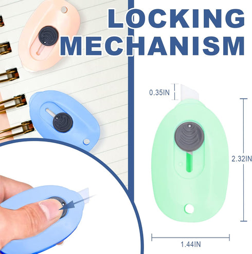 Sonuimy Mini Ceramic Box Cutter, 3pcs Safety Package Box Opener, Retractable Utility Knife with Keychain Hole (Pink