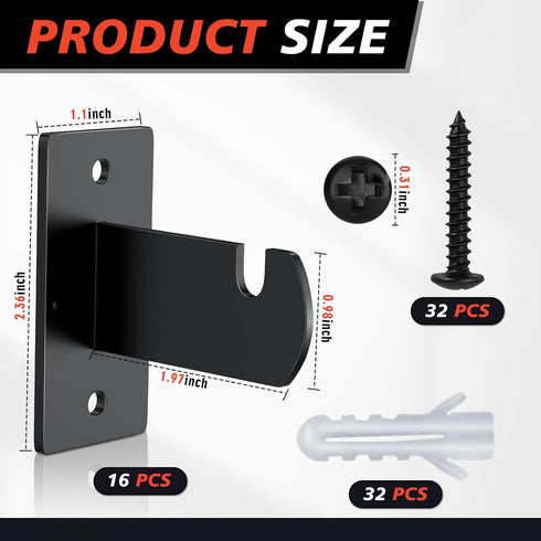 16 Pcs Gridwall Mount Brackets with Screws for Grid Panels, Clothing Store Retail Display, Garage Wall Organization