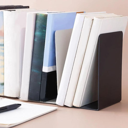 jiingekk Book End, L-Shaped Bookends Book Holders Shelf Book End Book Stoppers Book Support Rack Desk Organisers