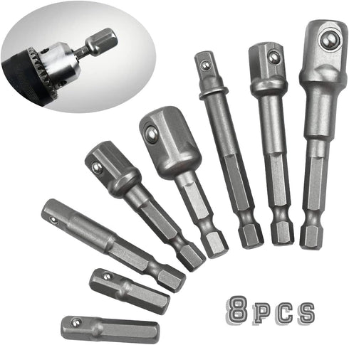 8 Pcs Drill Bit Adapter Set, Impact Grade Socket Adapter for Screwdriver, Cordless Drill