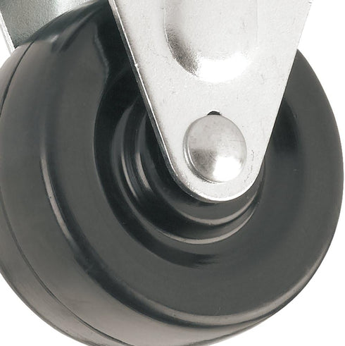 Heavy Duty Rubber Caster Wheel with Rigid Non-Swivel Top Plate - 2-Inch, 125 lb Load Capacity