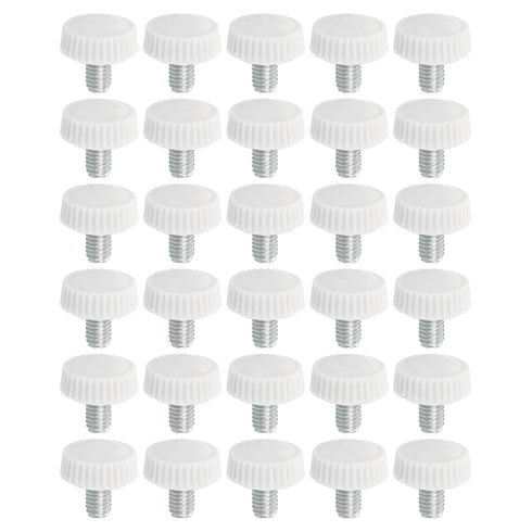 PATIKIL 30 Pack M5x8mm Knurled Thumb Screws, Male Thread Round Clamping Knobs, White Mounting Fasteners