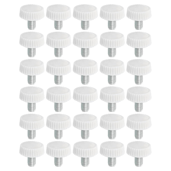 PATIKIL 30 Pack M5x8mm Knurled Thumb Screws, Male Thread Round Clamping Knobs, White Mounting Fasteners