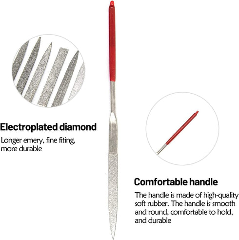 AUEAR Set of 10 Pack Mini Diamond Needle File Set, Barrette Crossing Knife, Jewelers Glass Metal Wood